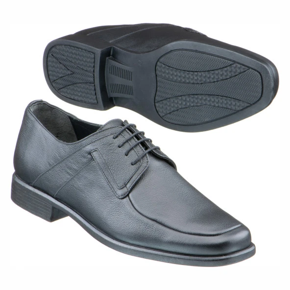 Siyah Baskılı Deri Bağcıklı Erkek Ayakkabı - 2