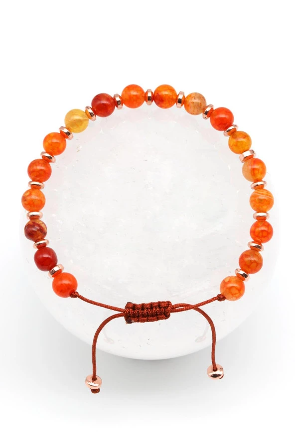 Akik Doğal Taş Makrome Örme Bileklik Küre Kesim ürün görseli