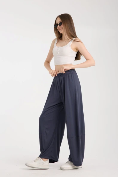 Premium Relax Pantolon, Yüksek Bel Lastikli Rahat Şalvar Pantolon - 3