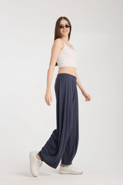 Premium Relax Pantolon, Yüksek Bel Lastikli Rahat Şalvar Pantolon - 4