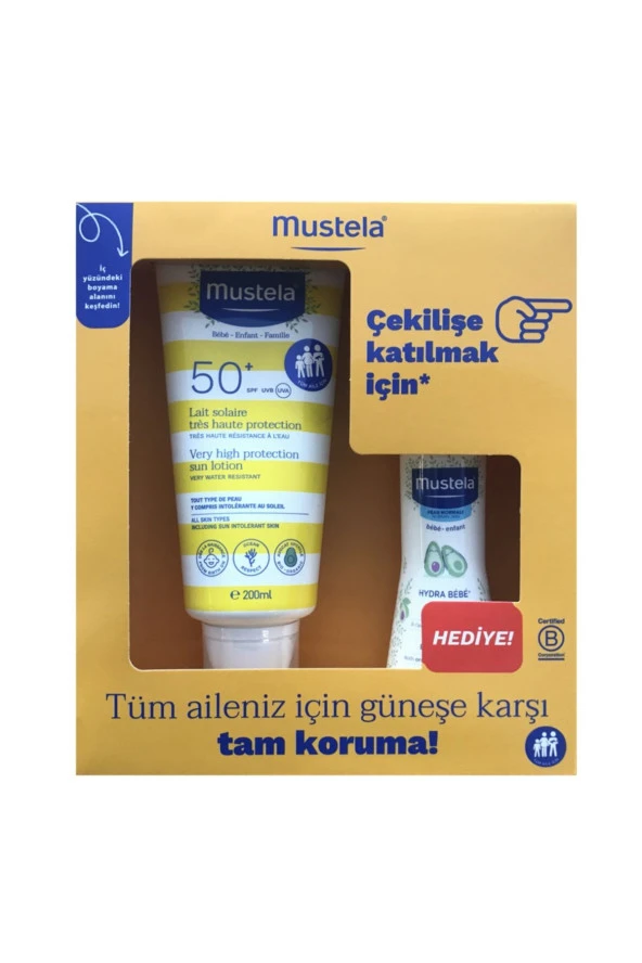 Mustela Güneş Losyonu SPF50 200 ml + Hydra Bebe 100 ml