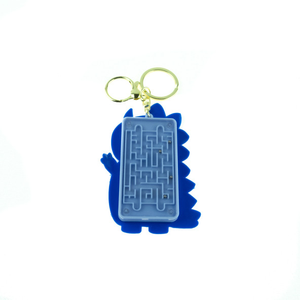 Hesap Makinesi Dino Mini Anahtarlıklı Labirent Oyunlu Mavi - 2