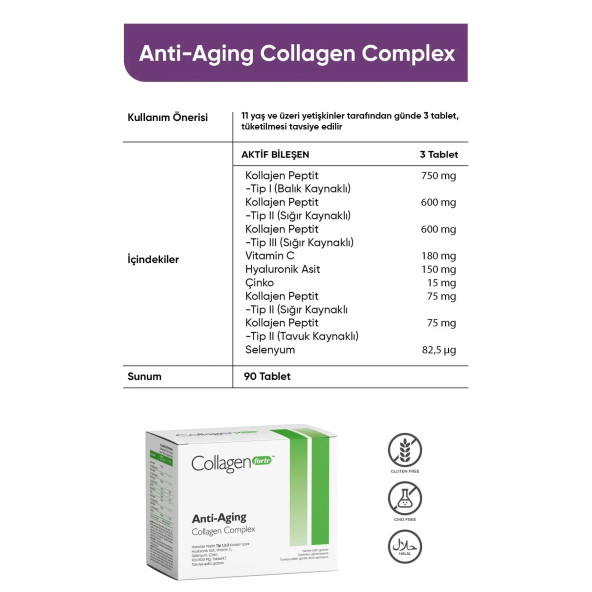 Collagen Forte Platinum Anti-Aging Kolajen Complex & Multivitamin 1500 mg x 90 Tablet - 2