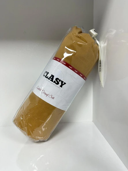 Clasy Ranforce Lastikli Çarşaf Seti Tek Kişilik Düz Hardal - 2