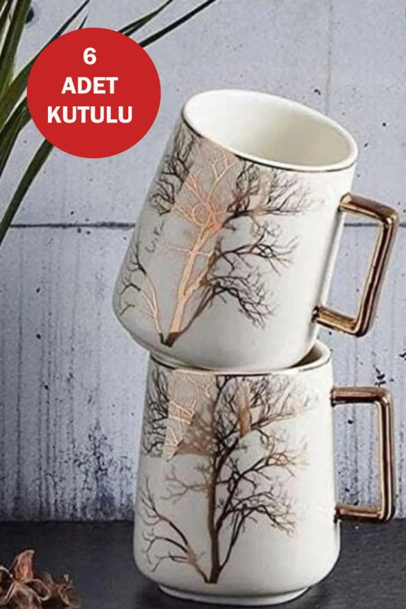 Mitra Rossel Premium Porselen Hayat Ağacı Kupa 6 Adet 175 Cc