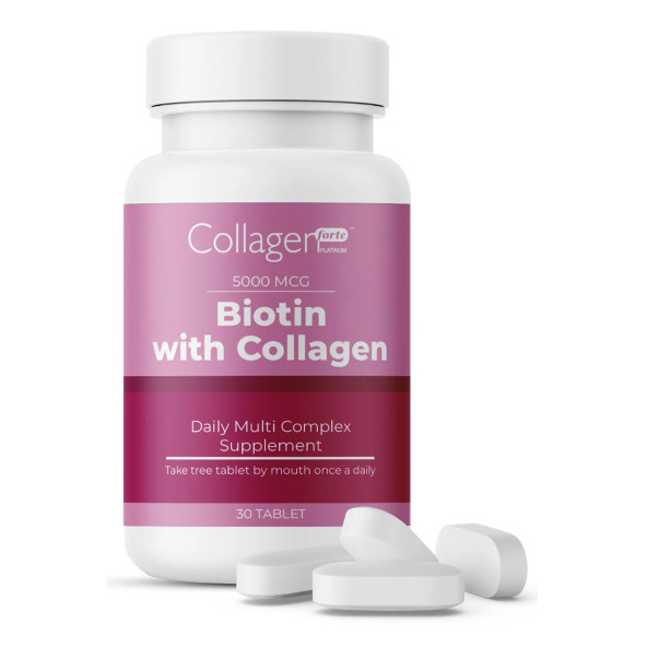 Collagen Forte Platinum Biotin With Collagen, Saç Vitamini, Tırnak & Cilt Için Güçlendirici Gıda Takviyesi