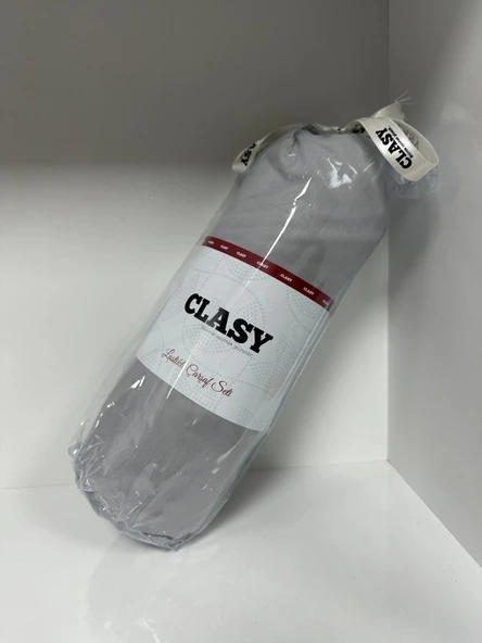 Clasy Ranforce Lastikli Çarşaf Seti Tek Kişilik Düz Gri flz1 - 2