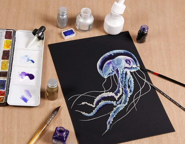 Clairefontaine Etival A4 300gr 15yp Dokulu Cold Press Üstten Yapışkanlı Sulu Boya Blok Siyah / EKB975318 - Resim 2