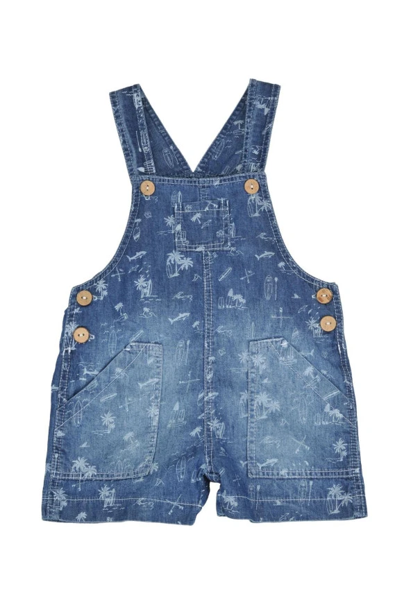Erkek Bebek Mavi Baskılı Jean Salopet (9ay-4yaş) - 3