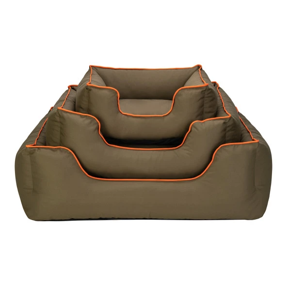 Pet Comfort Alpha  Kedi ve Köpek Yatağı Haki w Turuncu Biye S 60x50cm - 4