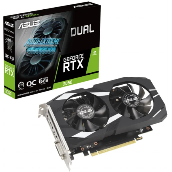 ASUS DUAL-RTX3050-O6G  6GB, GDDR6, 96Bit, 1xHDMI, 1xDP, 1xDVI GAMING Ekran Karti