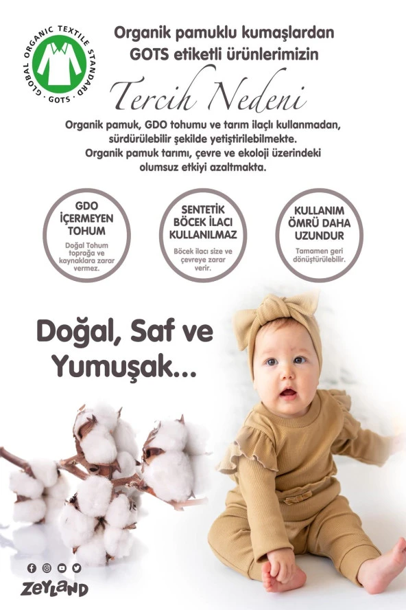 Gots Sertifikalı %100 Organik Pamuk Önden Düğmeli Body (0-4yaş) - 3