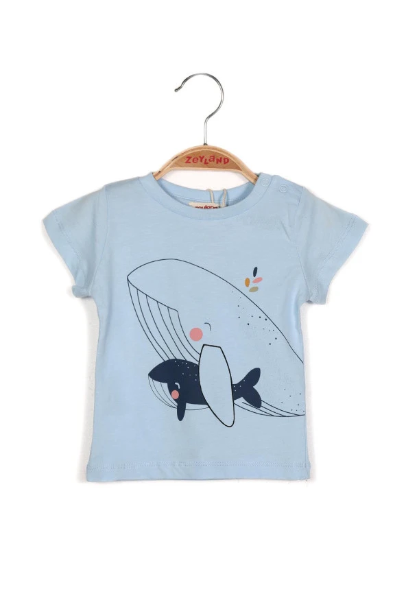 Erkek Bebek Balina Baskılı T-shirt - 2