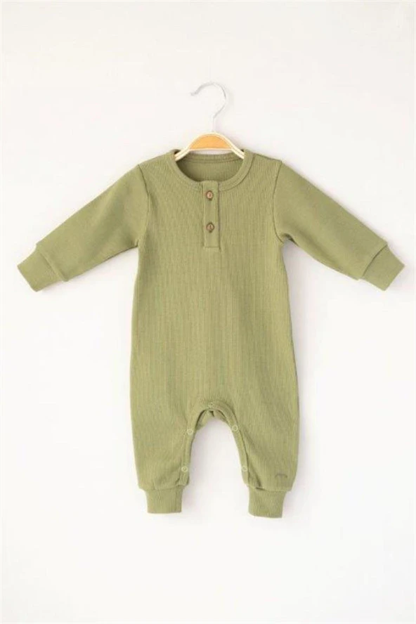 Gots Sertifikalı %100 Organik Pamuk Yakası Düğmeli Tulum (0-24ay) - 2