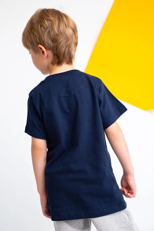 Erkek Çocuk Resist Baskılı Cepli Lacivert T-Shirt (4-12yaş) - 2