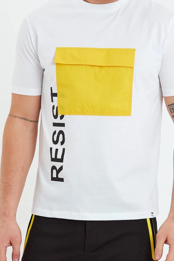 Erkek Resist Baskılı Cepli T-Shirt - 2