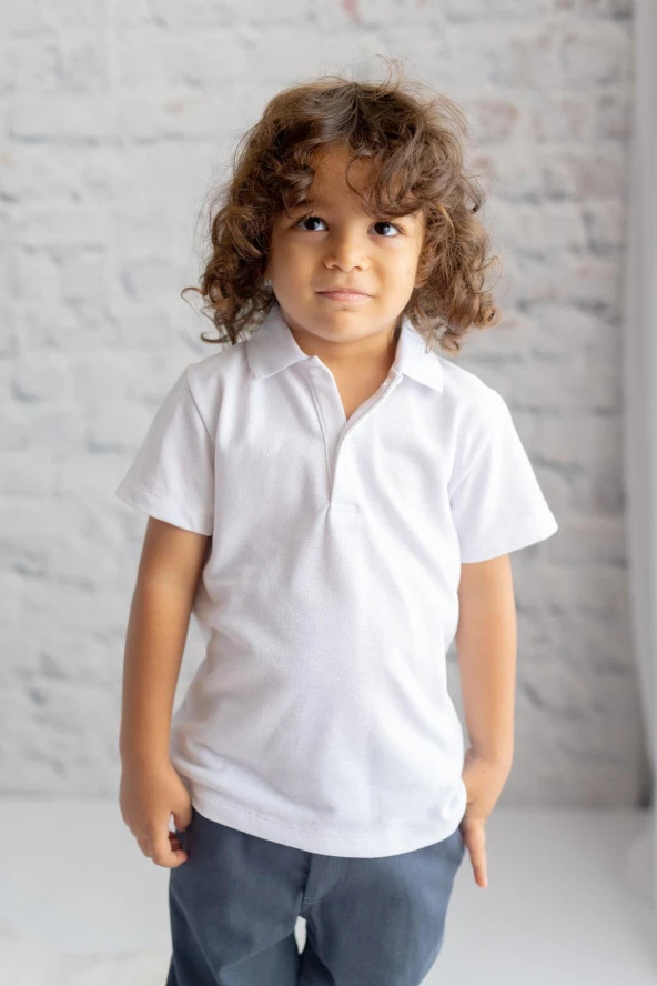 Unisex Çocuk Polo Yaka Kısa Kol T-shirt