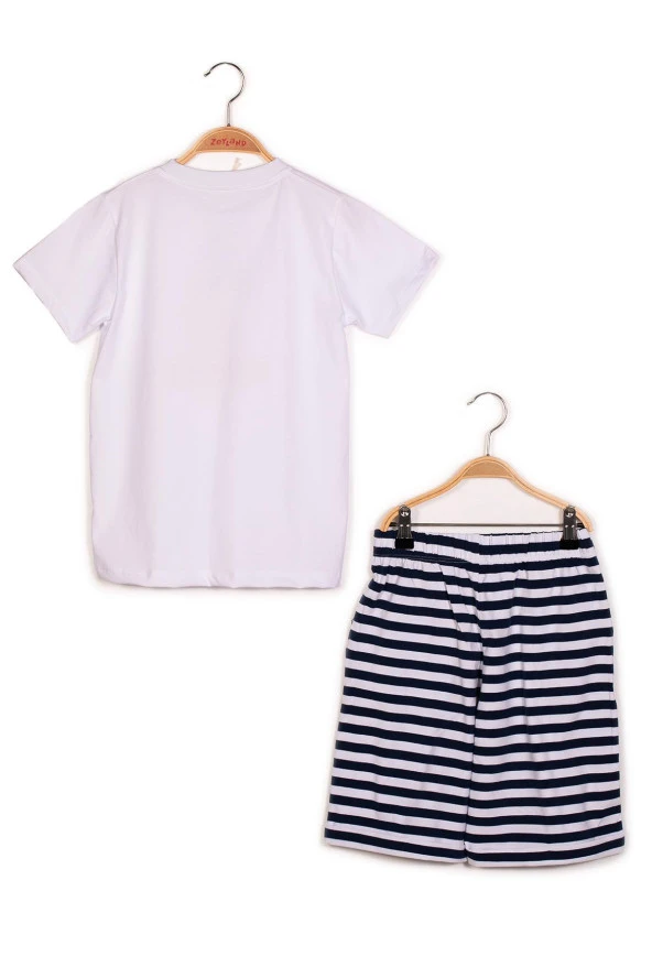 Erkek Çocuk Yazı Baskılı T-shirt ve Desenli Şort Takım - 2