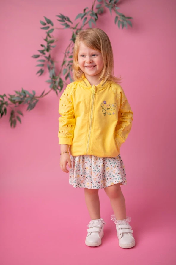 Kız Bebek Sarı Grow Free Dantelli Kollu Sweatshirt (9ay-4yaş) - 2