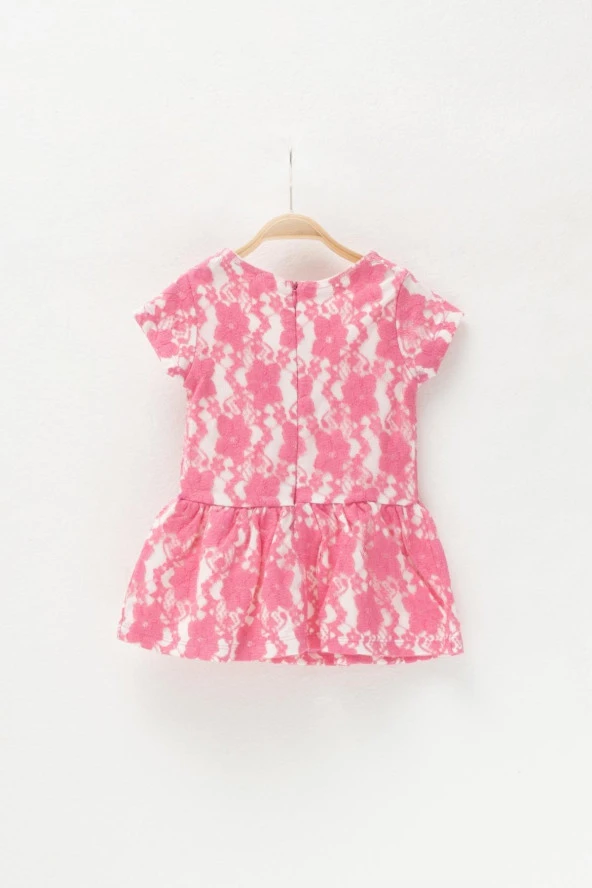 Kız Bebek Pembe Dantel Kaplamalı Elbise (3ay-3yaş) - 3