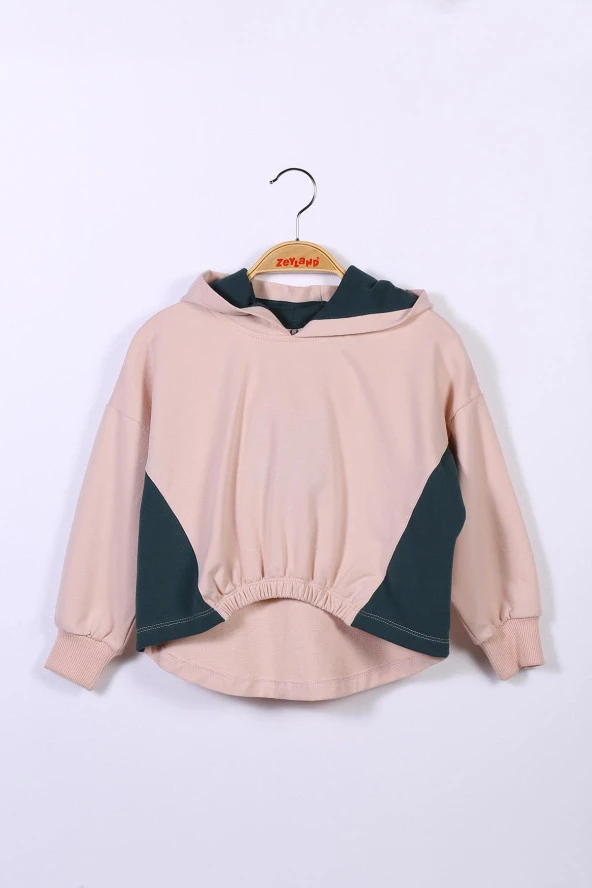 Kız Çocuk Kapüşonlu Kısa Sweatshirt (2-6yaş) - 3