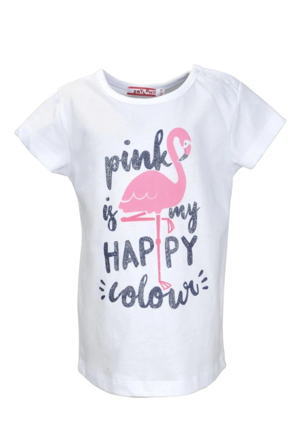Kız Bebek Beyaz Flamingo Desenli T-Shirt (9ay-4yaş) - 2