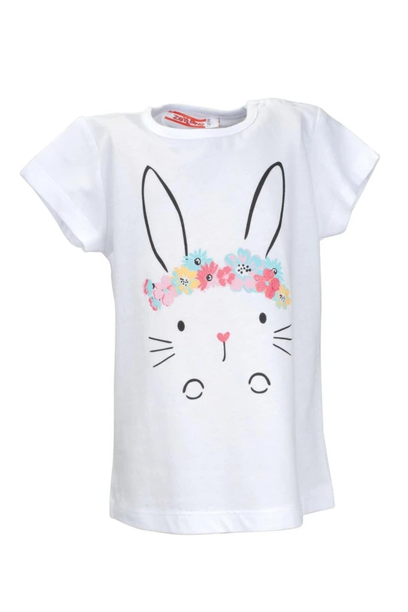 Kız Bebek Beyaz Flower Rabbit T-Shirt (9ay-4yaş) - 2