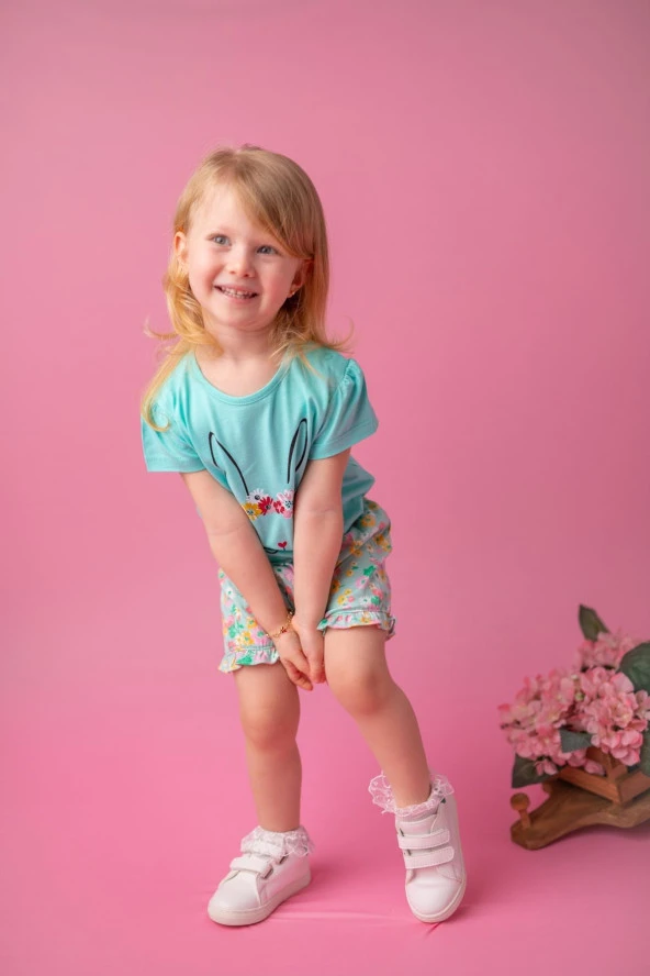Kız Bebek Mint Flower Rabbit T-Shirt (9ay-4yaş) - 2