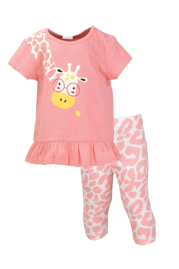 Kız Bebek Pembe Giraffe T-Shirt ve Tayt Takım (3-24ay)