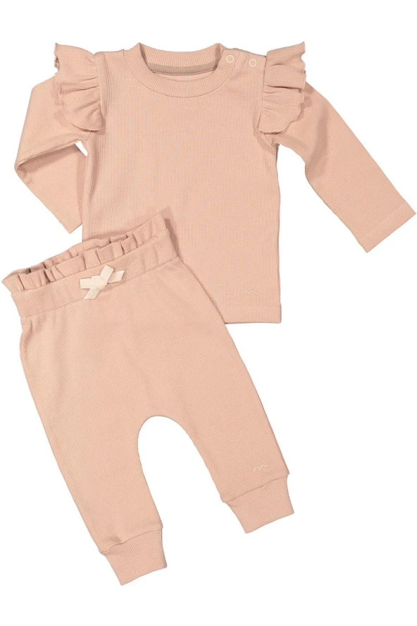 Gots Sertifikalı %100 Organik Pamuk Fırfırlı Sweatshirt ve Pantolon Takım (0-4yaş) - 3