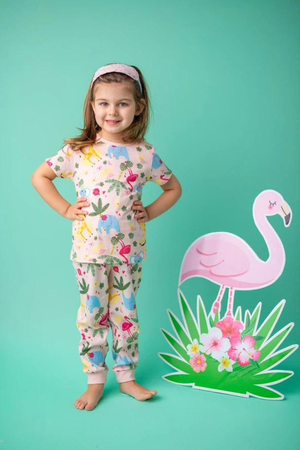 Kız Bebek Pembe Flamingo Pijama Takımı (1-4yaş)