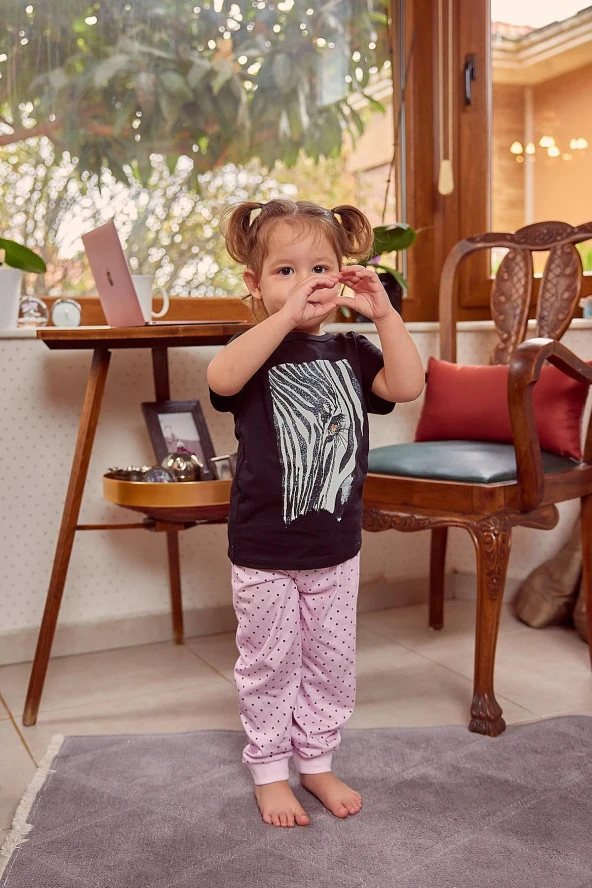 Kız Çocuk Kısa Kollu Pijama Takımı