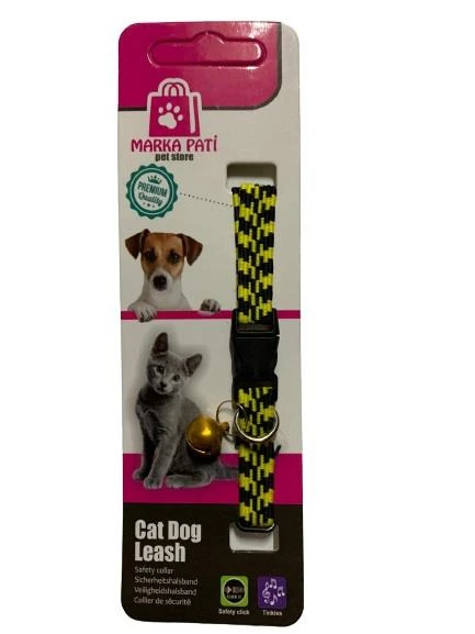 Marka Pati Çizgili Desenli Kedi Köpek Boyun Tasması - Resim 3