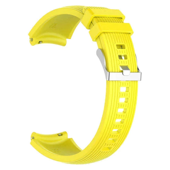 KNY Xiaomi Mi Watch İçin 22 MM Çizgili Desenli Ayarlanabilir Renkli Sİlikon Kayış-Kordon KRD-18 Sarı