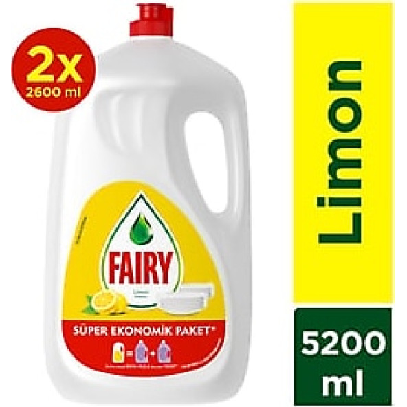 Fairy 2600 ml 2'li Limonlu Sıvı Bulaşık Deterjanı