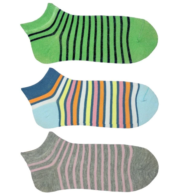 3 Adet Kadın Çemberli Burun dikişsiz Pamuklu Patik - 2