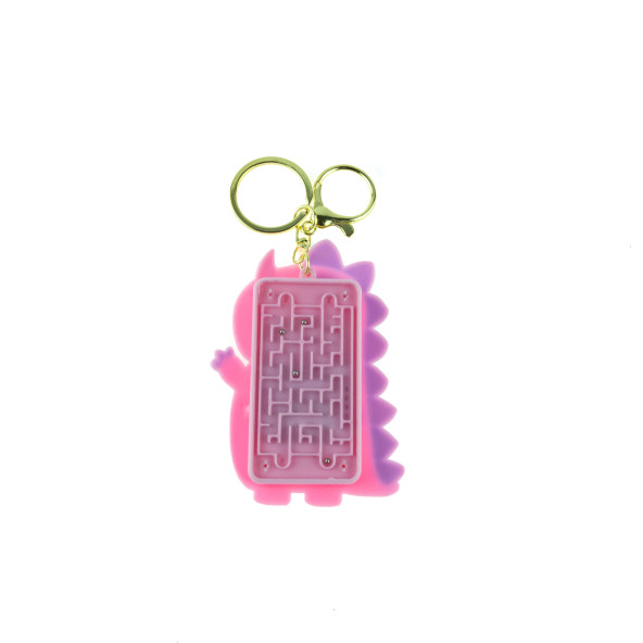 Hesap Makinesi Dino Mini Anahtarlıklı Labirent Oyunlu Pembe - 2