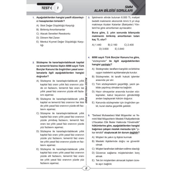SMMM Çıkmış ve Çıkacak Sorular Deneme Seti (11 Deneme) - 2