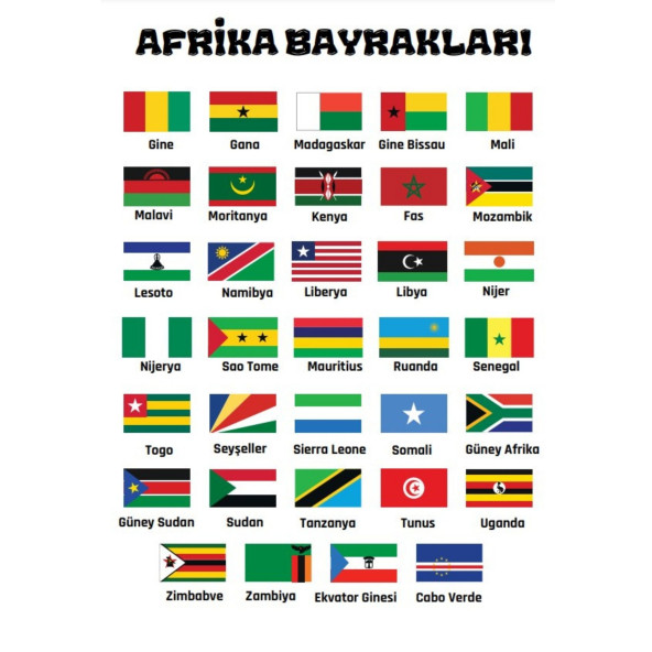 Afrika Ülke Bayrakları Çizme ve Boyama Kitabı - 3