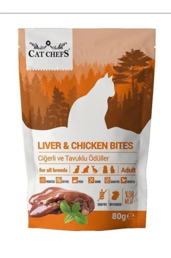 Cat Chefs Liver Chicken 80 gr (Ciğerli ve Tavuk Et li Kedi Ödülü)
