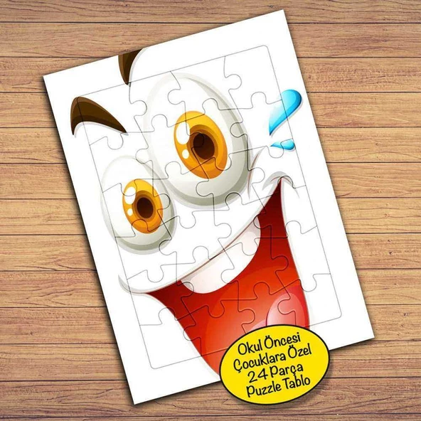 Komik Gülen Surat -Emoji Çocuklara Özel Puzzle Yapboz Tablo-14005 - 1