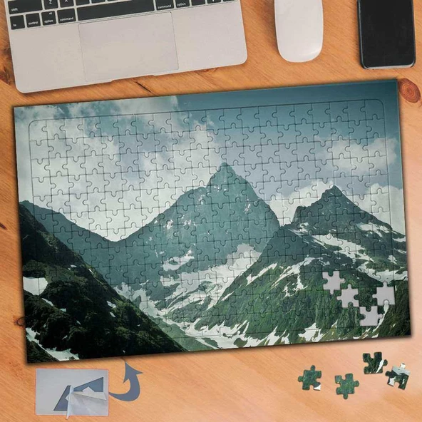 Büyük Karlı Dağ Manzarası 240 Parça Puzzle Yapboz Tablo-027