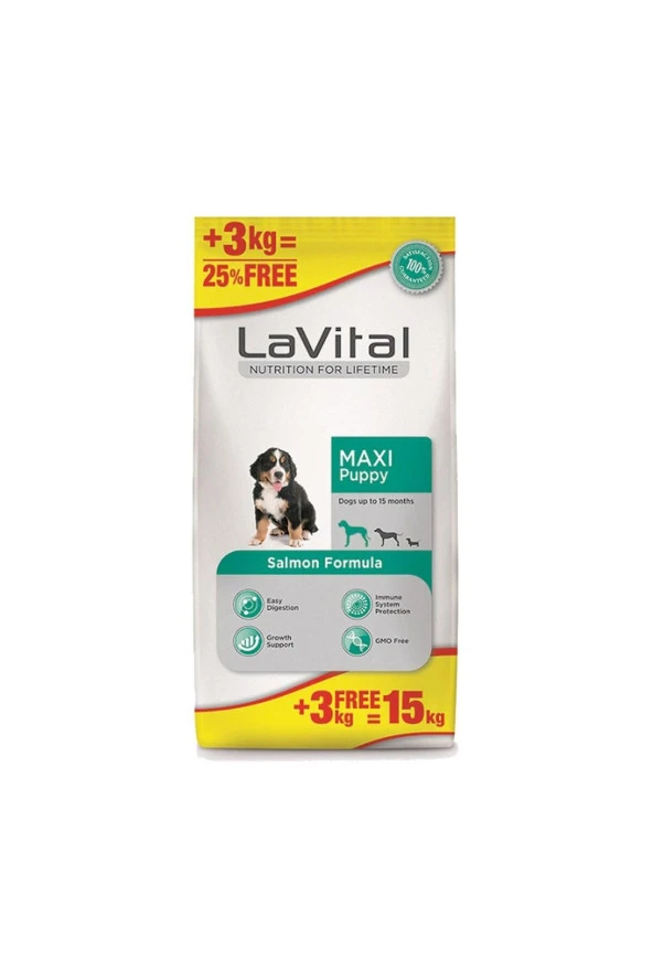 LaVital Maxi Puppy Somonlu Yavru Köpek Maması 15 Kg