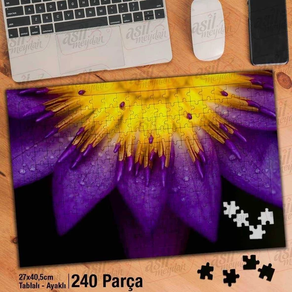 Asil Hobi Mor Sarı Çiçek - Bitki - Doğa Yapboz -Ayak Destekli Çerçeveli 240 Parça Puzzle