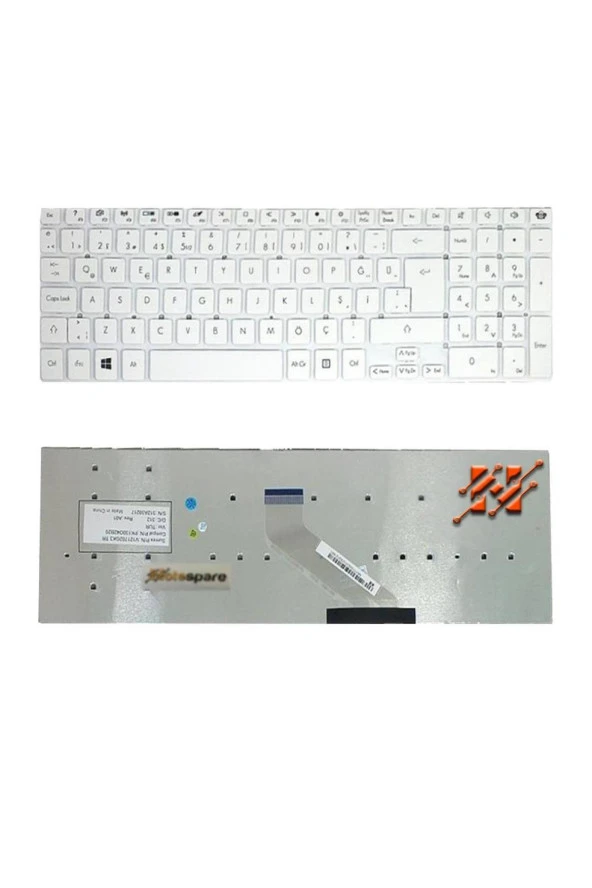 Acer ile Uyumlu MP-10K33U4-6982, MP-10K33U4-6983, MP-10K36TQ-4421W Notebook Klavye Beyaz TR