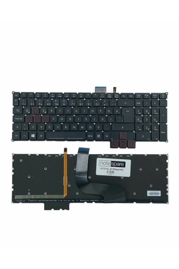 Acer ile Uyumlu Predator G5-793-71L7, G5-793-7220, G5-793-725J Notebook Işıklı Klavye Siyah TR