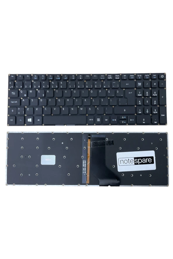 Acer ile Uyumlu Aspire A515-41G-T48Q, A517-51G-844D Notebook Klavye Işıklı Siyah TR