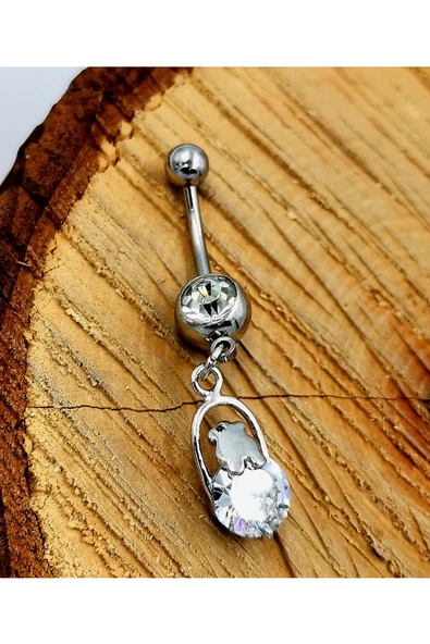 Çelik Zirkon Taşlı Göbek Piercing ürün görseli 1