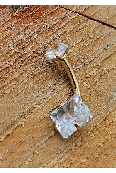 Çelik Zirkon Taşlı Göbek Piercing ürün görseli 1