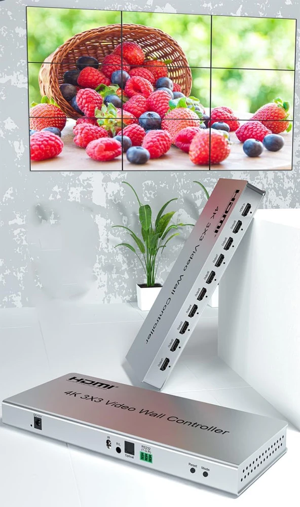 4K 30HZ 3x3 1x9 Tv Görüntü Genişletici Video Duvar Denetleyicisi 1 HDMI Girişli 9 HDMI Çıkışı Video İşlemci Desteği - Resim 4